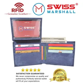 Swiss Marshall RFID Blocking Men's Vegan Leather 2 ID Windows Bifold Wallet RFID530053VG