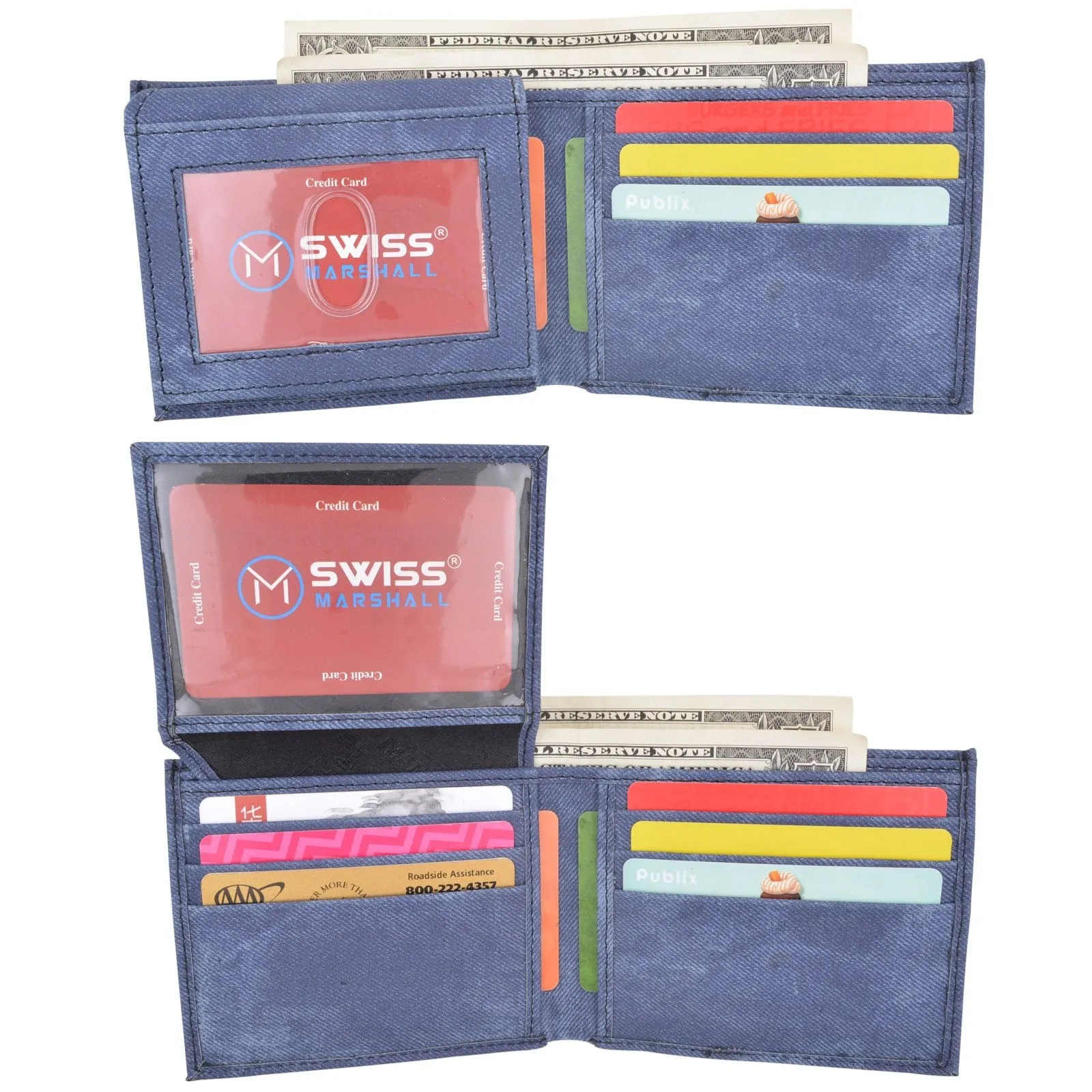 Swiss Marshall RFID Blocking Men's Vegan Leather 2 ID Windows Bifold Wallet RFID530053VG