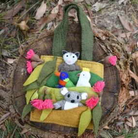 Tara Treasures Felt Australian Gumnut Playscape Bag Australian Animals