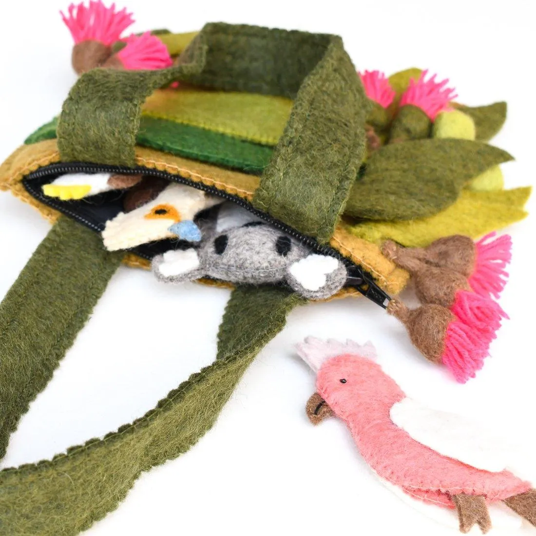 Tara Treasures Felt Australian Gumnut Playscape Bag Australian Animals