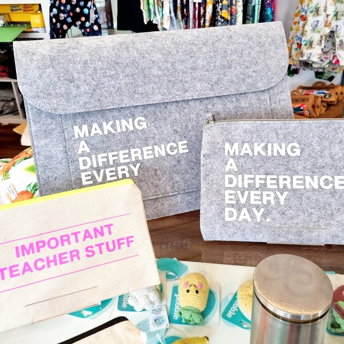 Teacher Gifts- 'Making a Difference Everyday' Accessory Pouch/Large Pencil Case