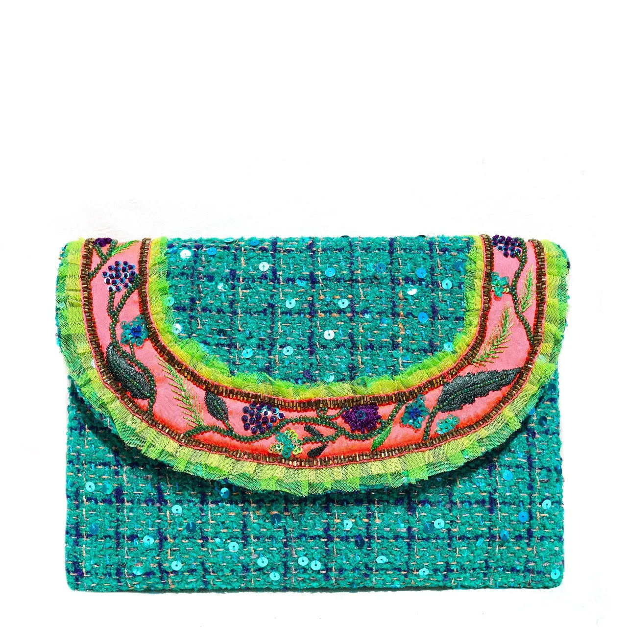 Teal Tweed Envelope