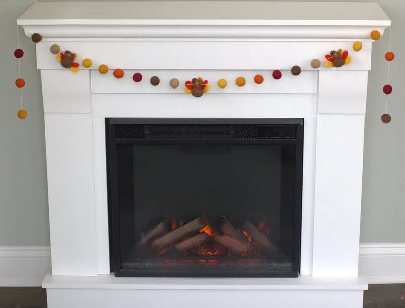 Thanksgiving Turkey Garland- Burgundy, Orange, Gold, Brown