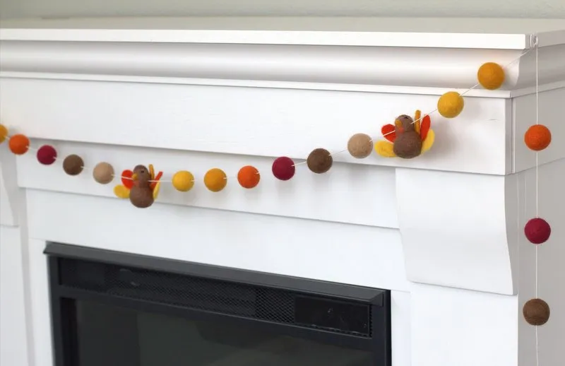 Thanksgiving Turkey Garland- Burgundy, Orange, Gold, Brown