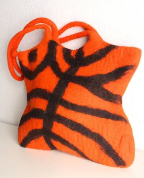 Tiger Print Felt Tote