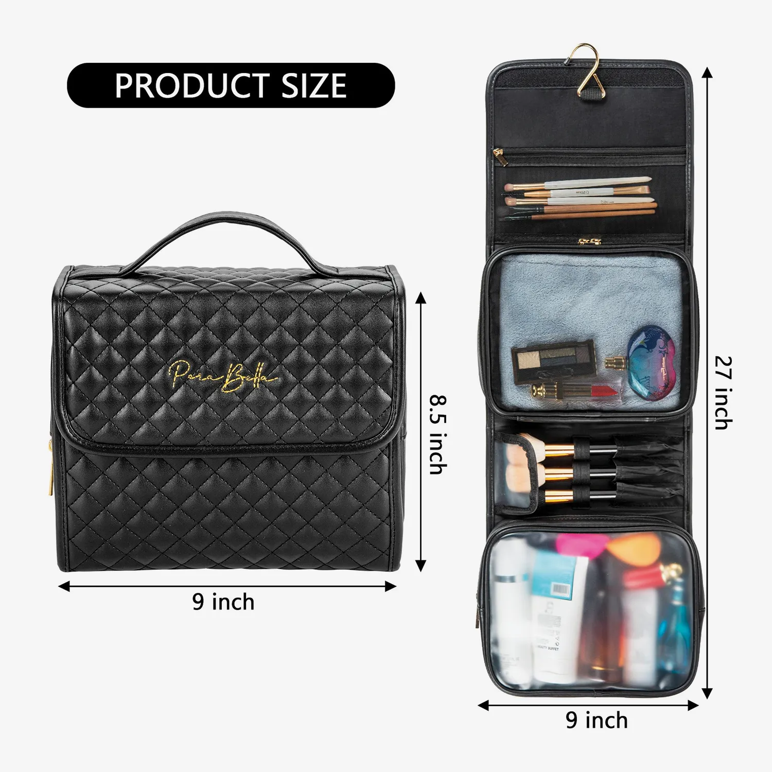 Travel Bags for Women Toiletry and Makeup - Black