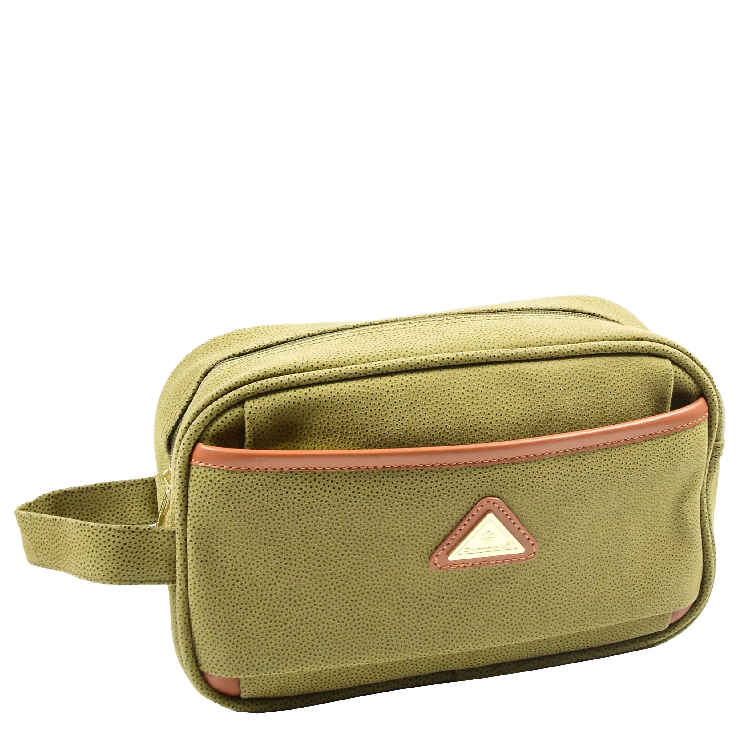 Travel Wash Bag Faux Leather Toiletry Bags A282 Green