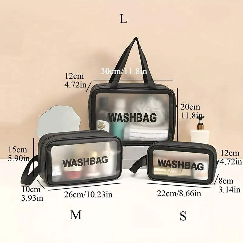 TravelFriendly Waterproof PVC Cosmetic Bag with Large Capacity