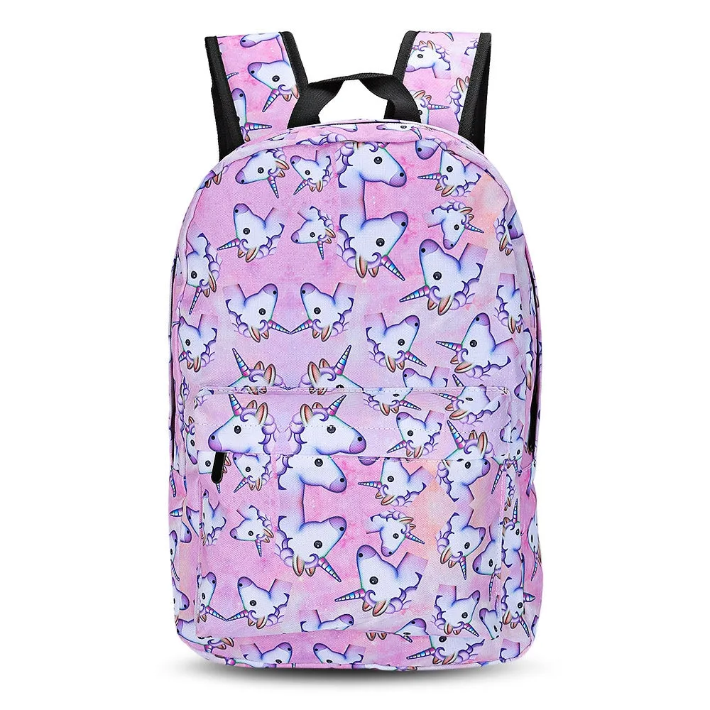 Traveling Girls 3D Unicorn Print Backpack Zipper School Bag