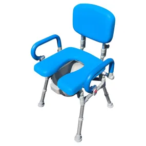 UltraCommode Voted #1 Most Comfortable Bedside Commode Chair - Soft, Warm, Padded and Foldable. XL Seat with 100% Open Front, Padded Pivoting Armrests, Adjustable Height. FREE Commode Pail