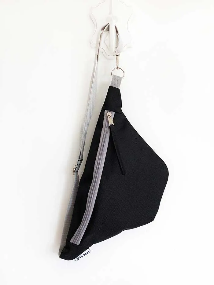 Vegan Sling Bag, Waterproof Hip Pack in Black | Aris Bags