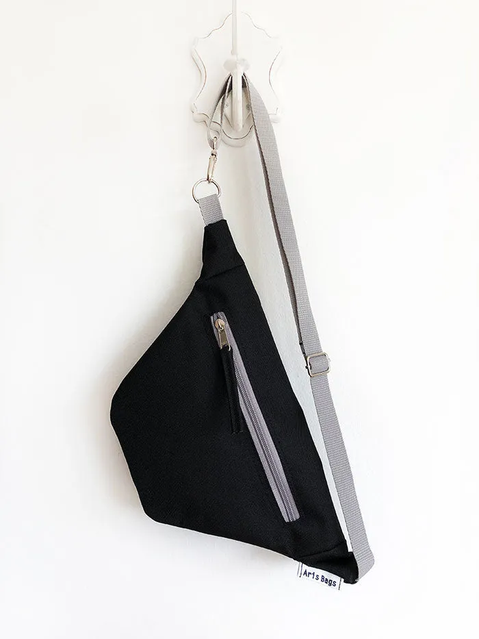 Vegan Sling Bag, Waterproof Hip Pack in Black | Aris Bags