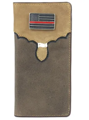 W-152 - Rockin Leather Checkbook Wallet - Thin Red Line