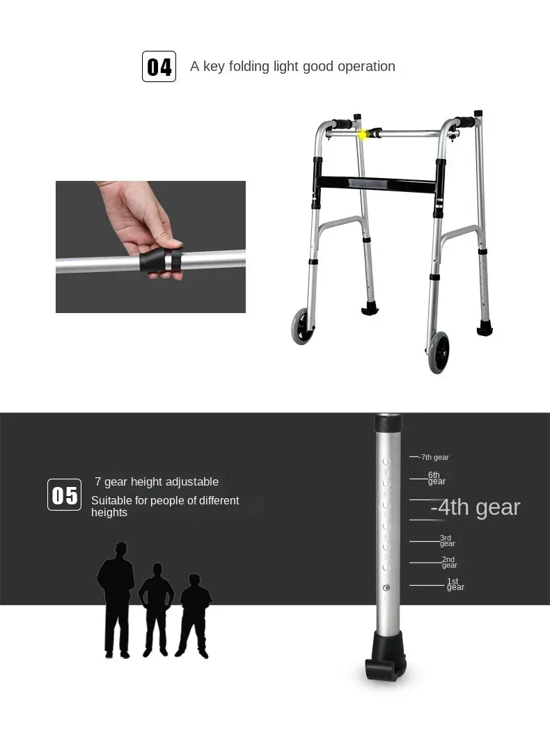 Walking aids for the elderly, lightweight folding lower limb training, household aluminum alloy walkers