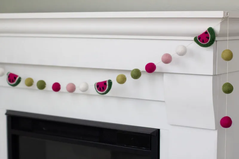 Watermelon Felt Ball Garland- Pinks & Greens