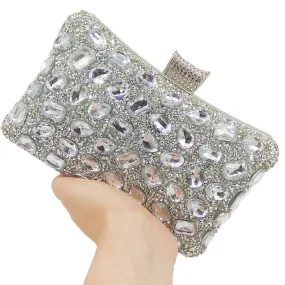 Women Gold Crystal Evening Purse Wedding Party Prom Rhinestone Handbag