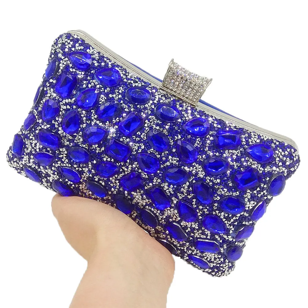 Women Gold Crystal Evening Purse Wedding Party Prom Rhinestone Handbag