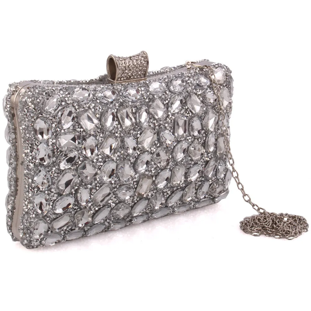 Women ‘Ivanka’ Rhinestone Encrusted Evening Clutch Bag