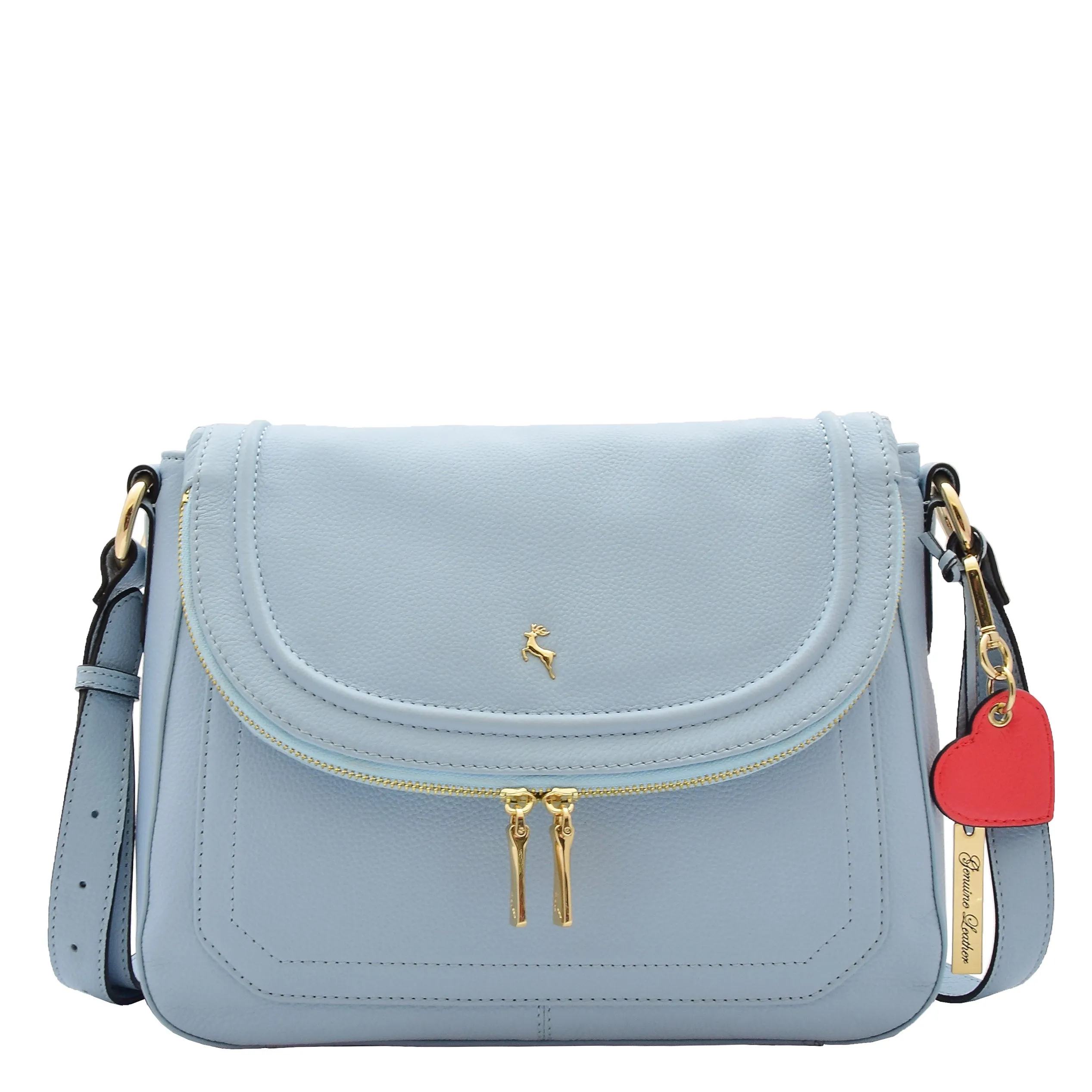 Womens Genuine Leather Crossbody Bag Work Casual Trendy Design Handbag Marielia Sky Blue