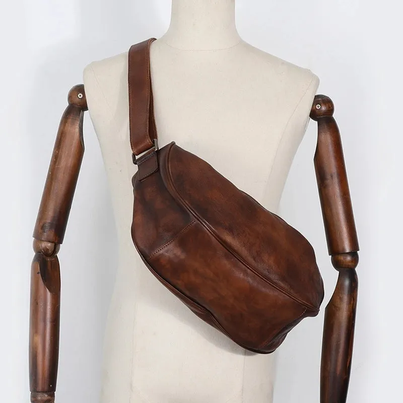 Women's Leather Crossbody Sling Bag Cross Chest Bag