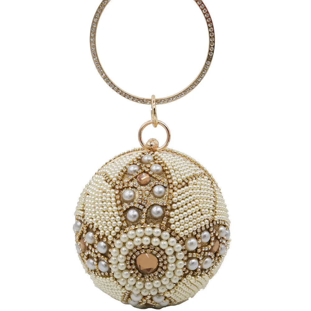 Women's Round Diamond Pearl Bag