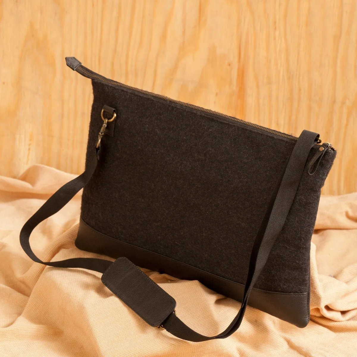 Wool Felt Genuine Leather Laptop Bag