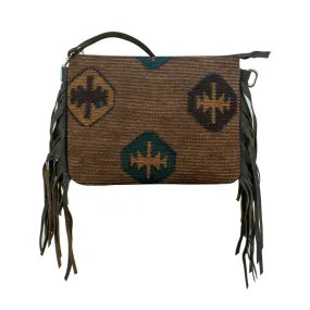 Woven Tapestry Zip-Top Crossbody w/ Fringe