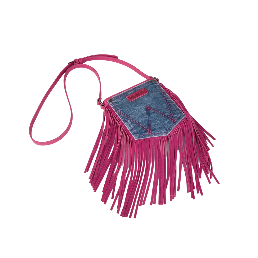 Wrangler Women's Fringe Denim Pocket Pink Purse