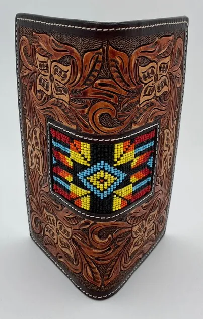 XH251R - Twisted X Tooled Beaded Checkbook Wallet