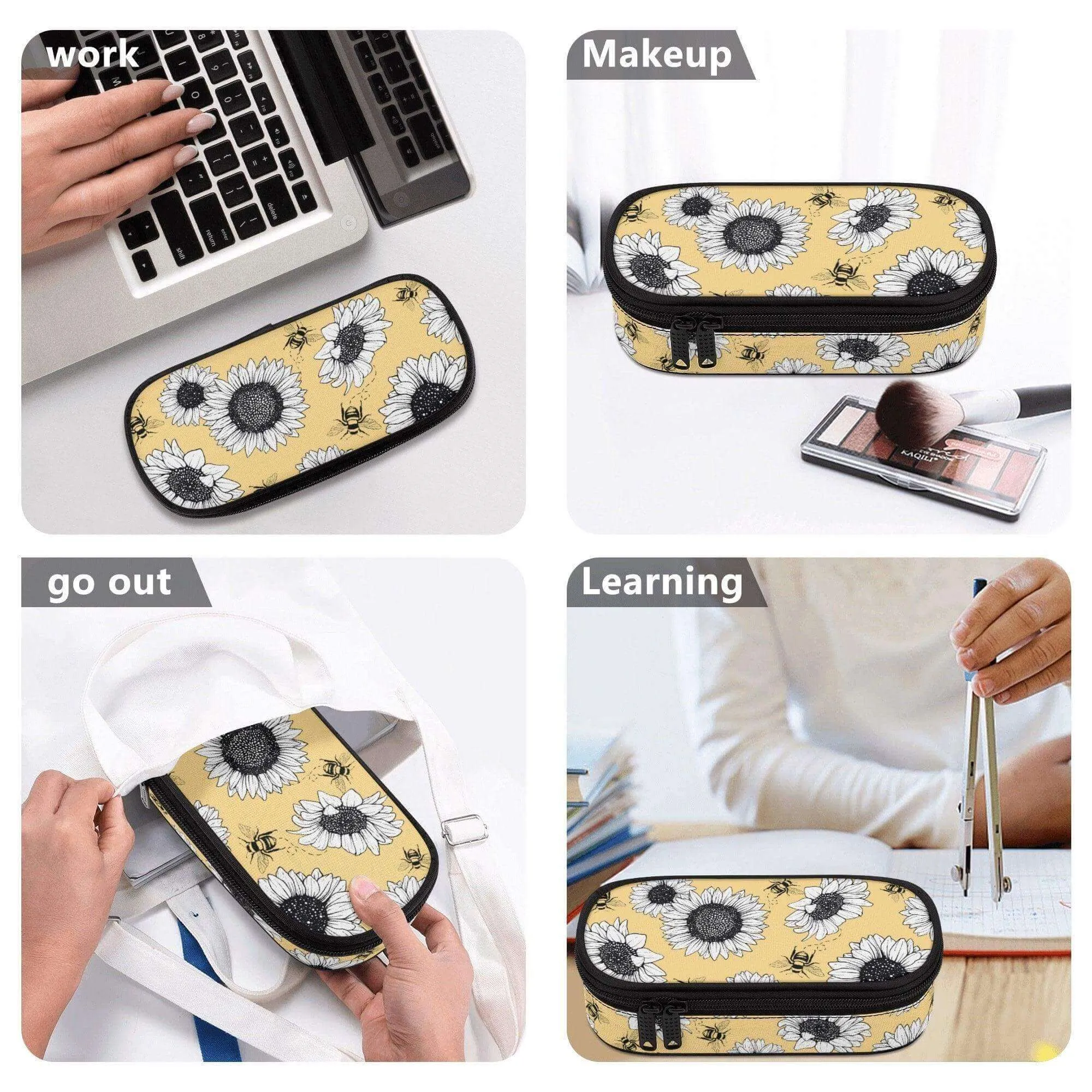 Yellow Sunflower 3-Layer Purse Organizer