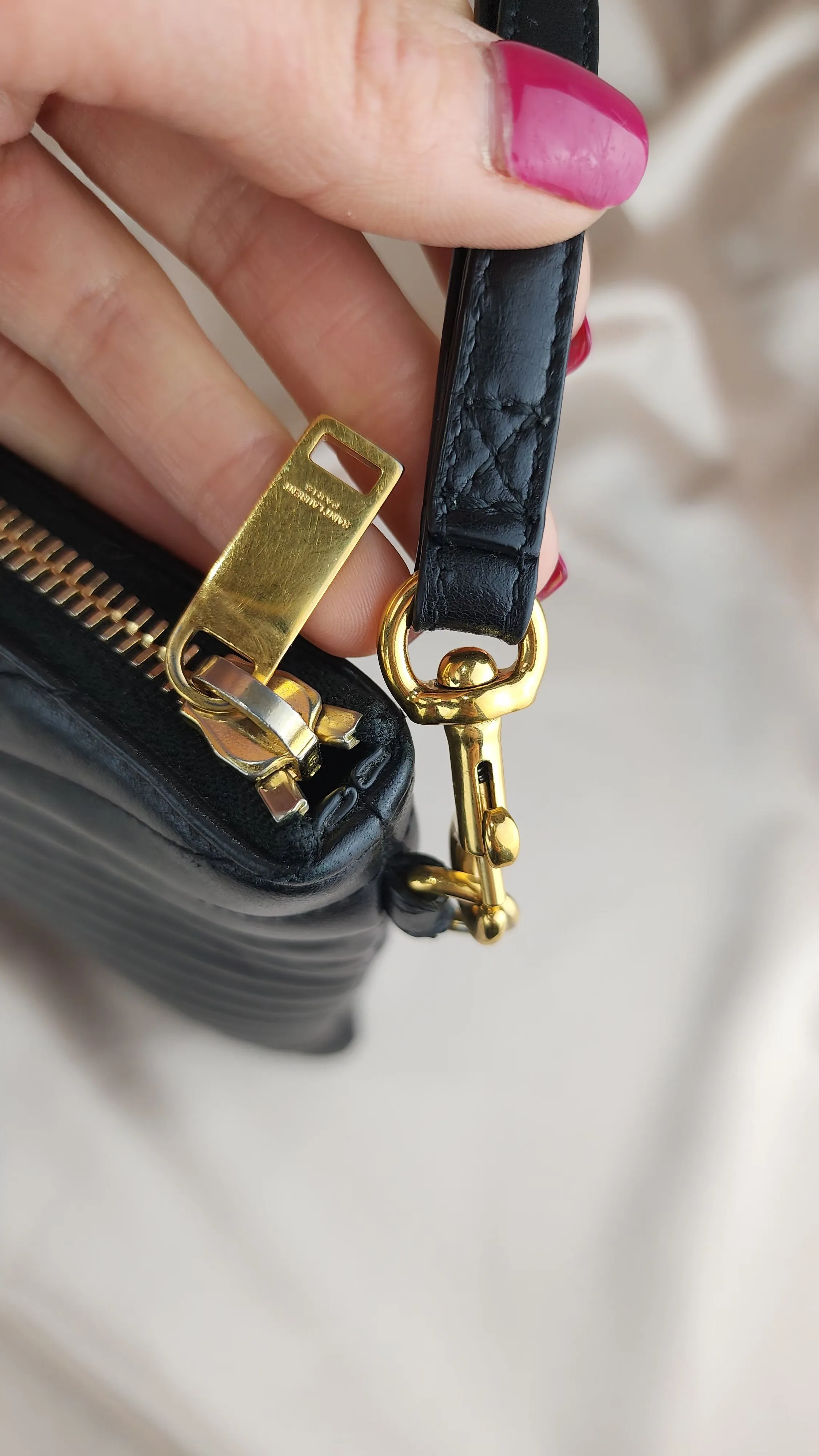 YSL V Stitch Large Leather Clutch